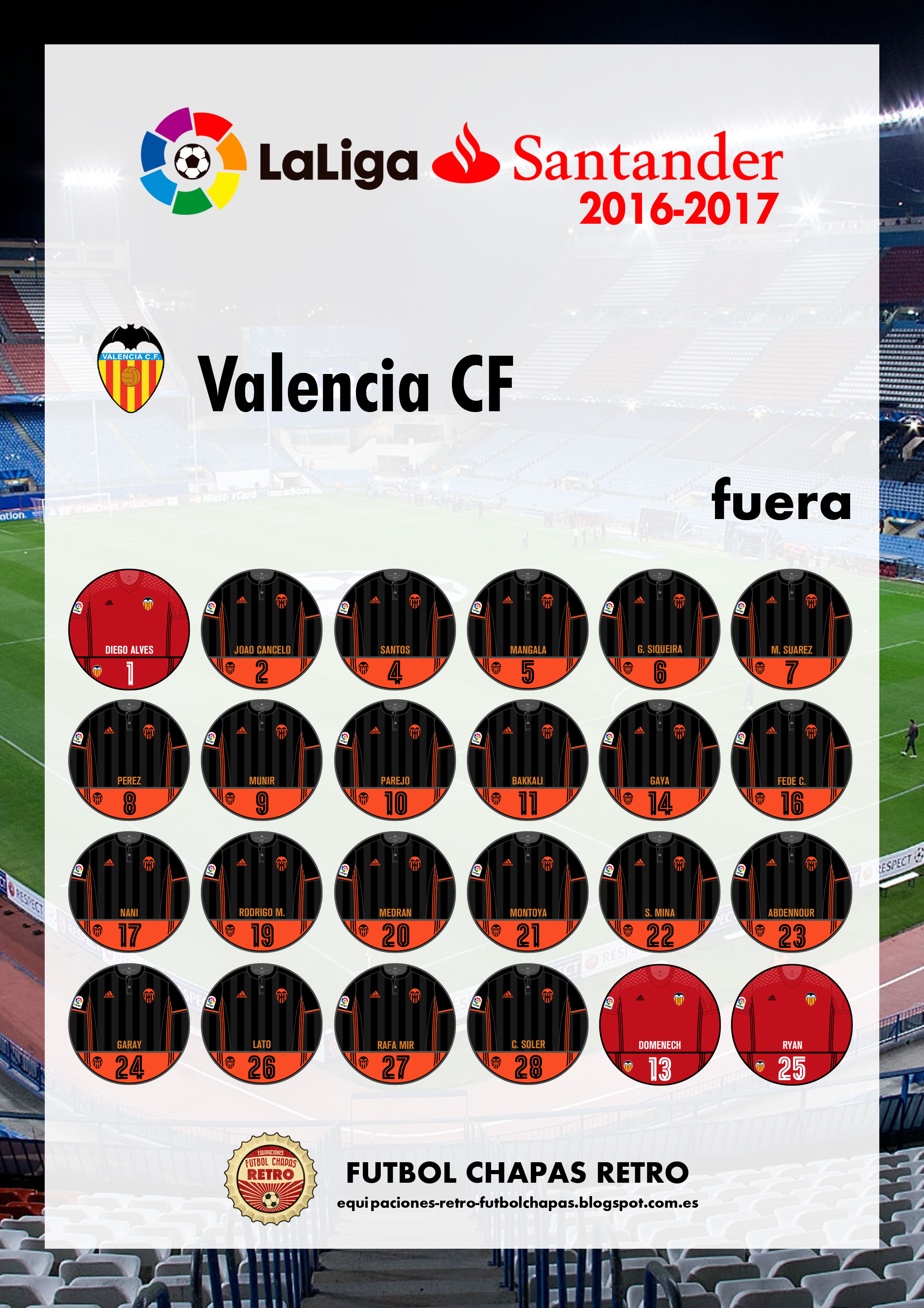 Valencia CF 2016-2017 - Fútbol Chapas Retro